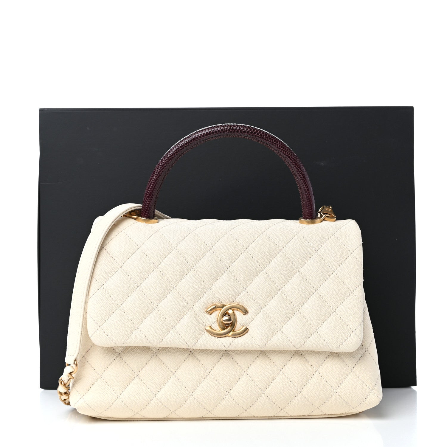 Chanel Caviar Lizard Quilted Small Coco Handle Flap Ivory 10 of 10