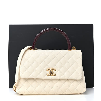 Chanel Caviar Lizard Quilted Small Coco Handle Flap Ivory 10 of 10