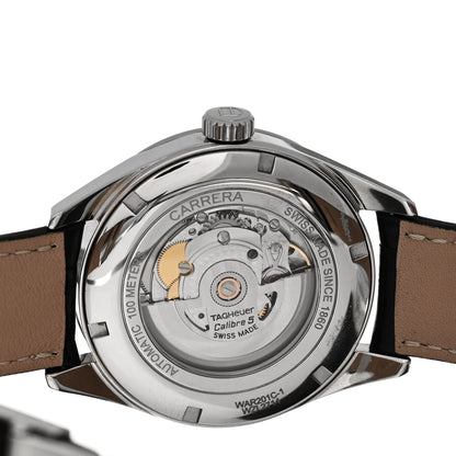 Tag Heuer Stainless Steel Alligator 41mm Carrera Calibre 5 Automatic Watch Black WAR201C 4 of 5