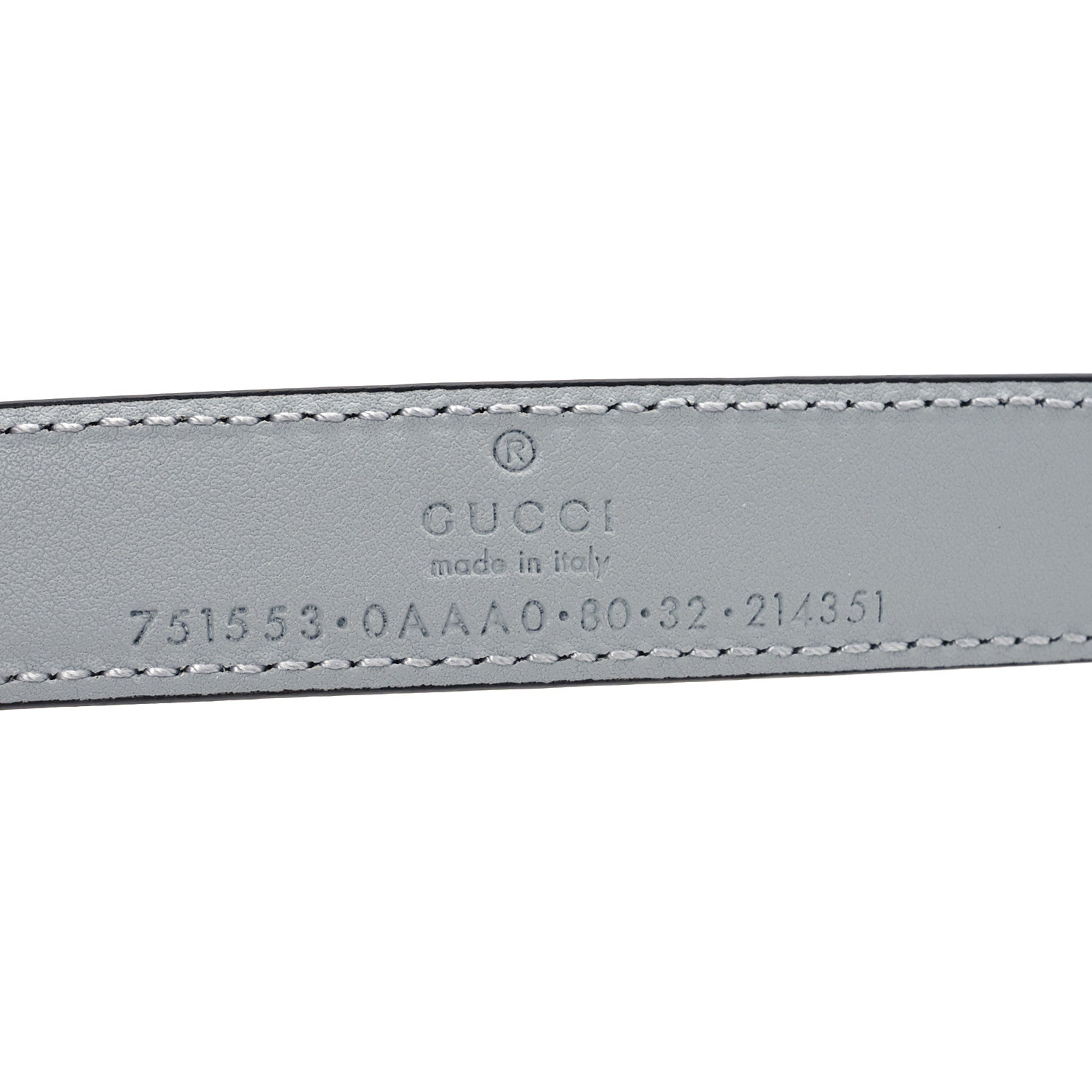 Gucci Metallic Calfskin Crystal Double G 20mm Belt 80 32 Silver 5 of 6