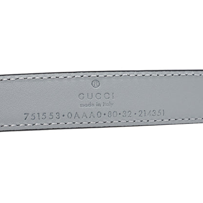 Gucci Metallic Calfskin Crystal Double G 20mm Belt 80 32 Silver 5 of 6