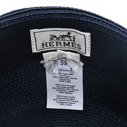 Hermes Braided Raffia Balthazar Sellier Hat 59 Marine 8 of 9