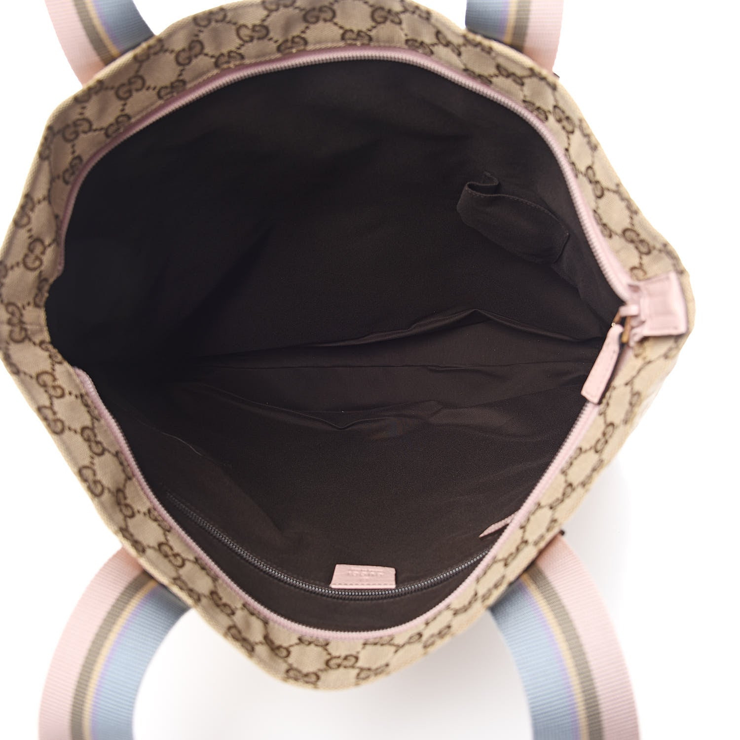 Gucci Monogram Large Web Handle Tote Pink Blue 5 of 10