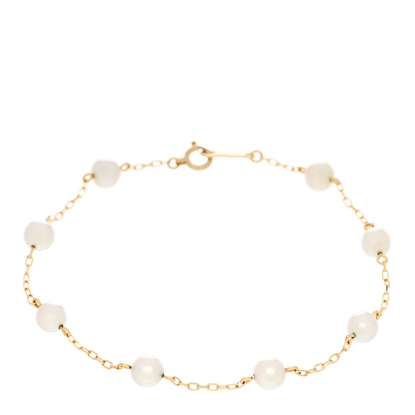 18K Yellow Gold Akoya Pearl 5mm Station Bracelet