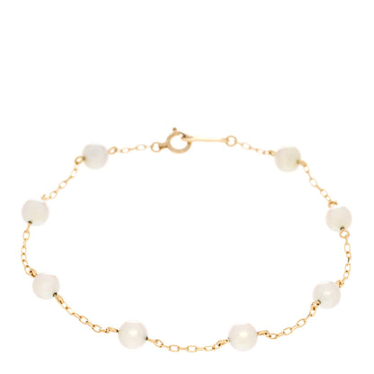 Mikimoto 18K Yellow Gold Akoya Pearl 5mm Station Bracelet 1 of 3