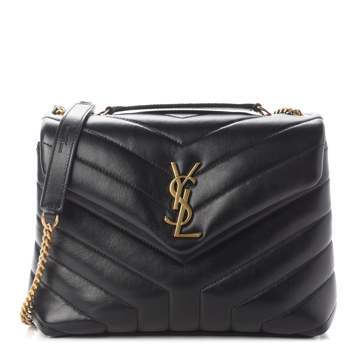 Calfskin Y Quilted Monogram Small Loulou Chain Satchel Black