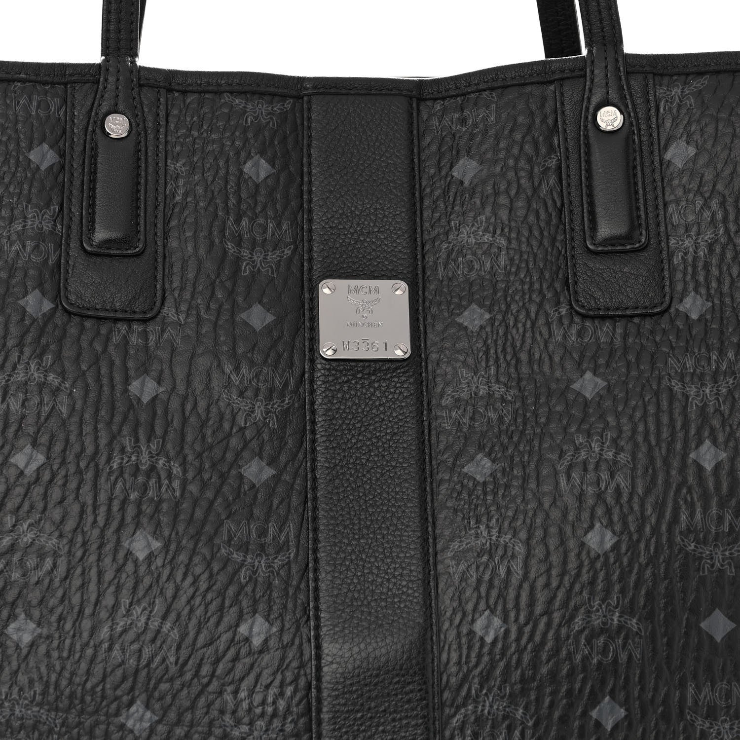 MCM Visetos Large Liz Reversible Shopper Tote Black 6 of 17