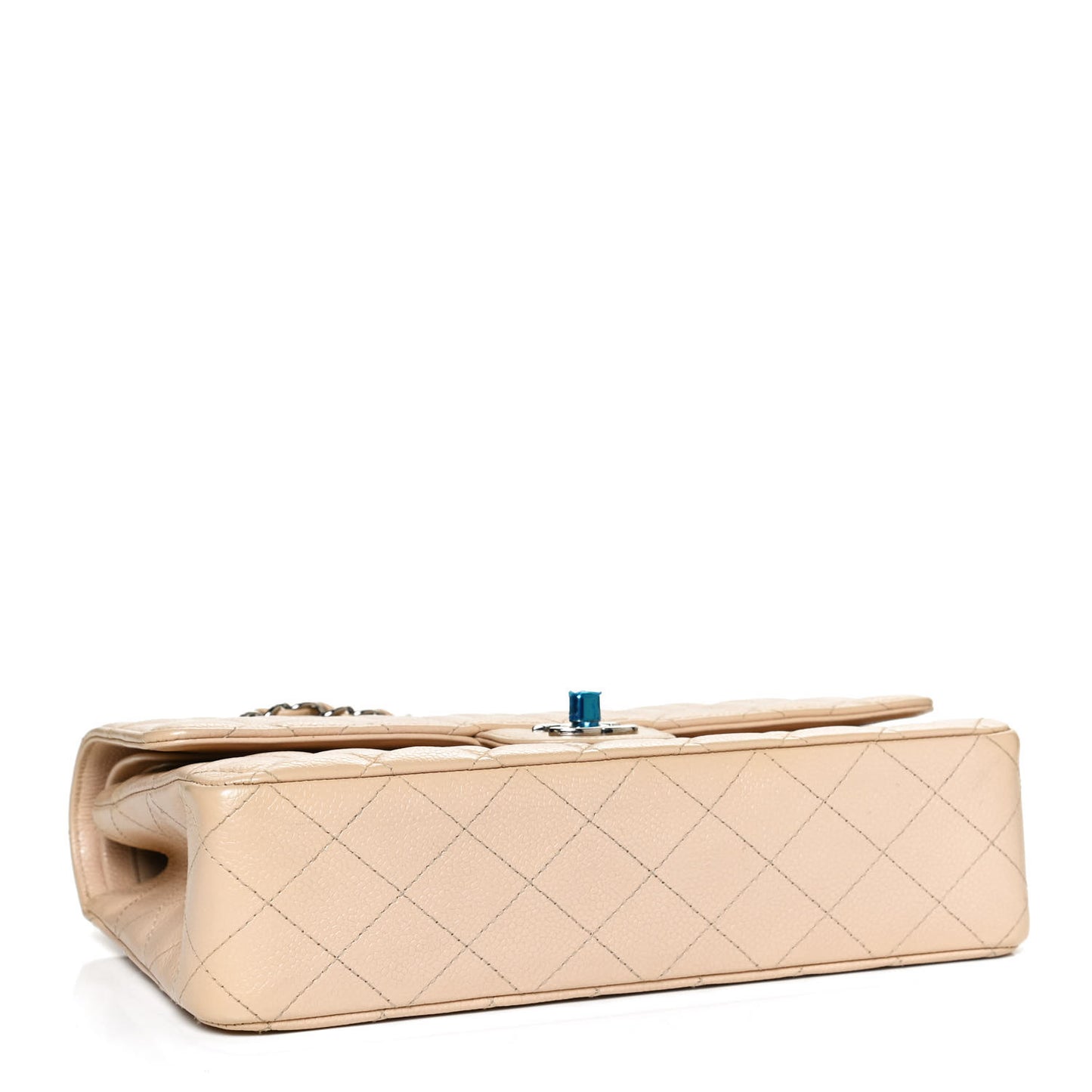 Caviar Quilted Medium Double Flap Beige