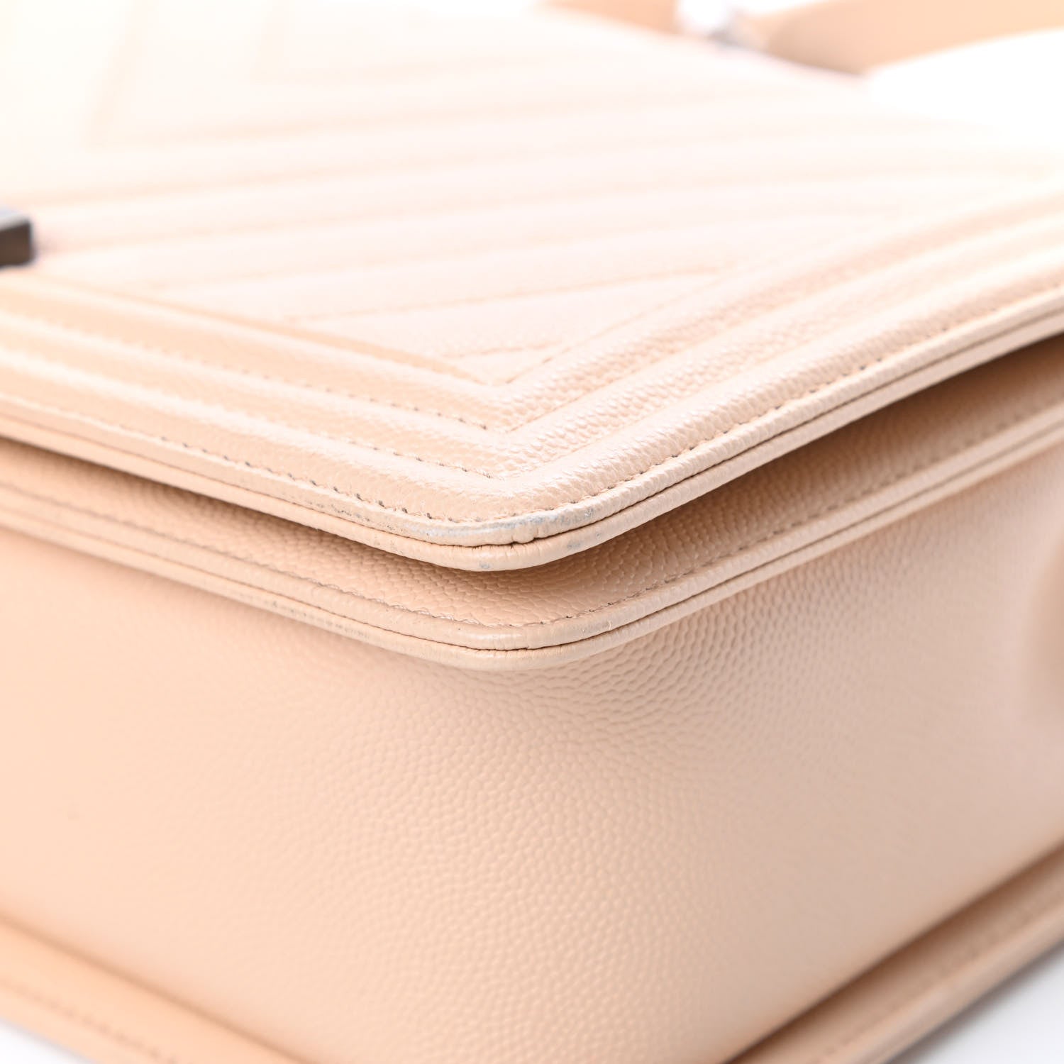 Chanel Caviar Chevron Quilted New Medium Boy Flap Light Beige 10 of 17