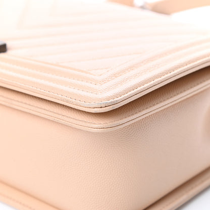 Chanel Caviar Chevron Quilted New Medium Boy Flap Light Beige 10 of 17