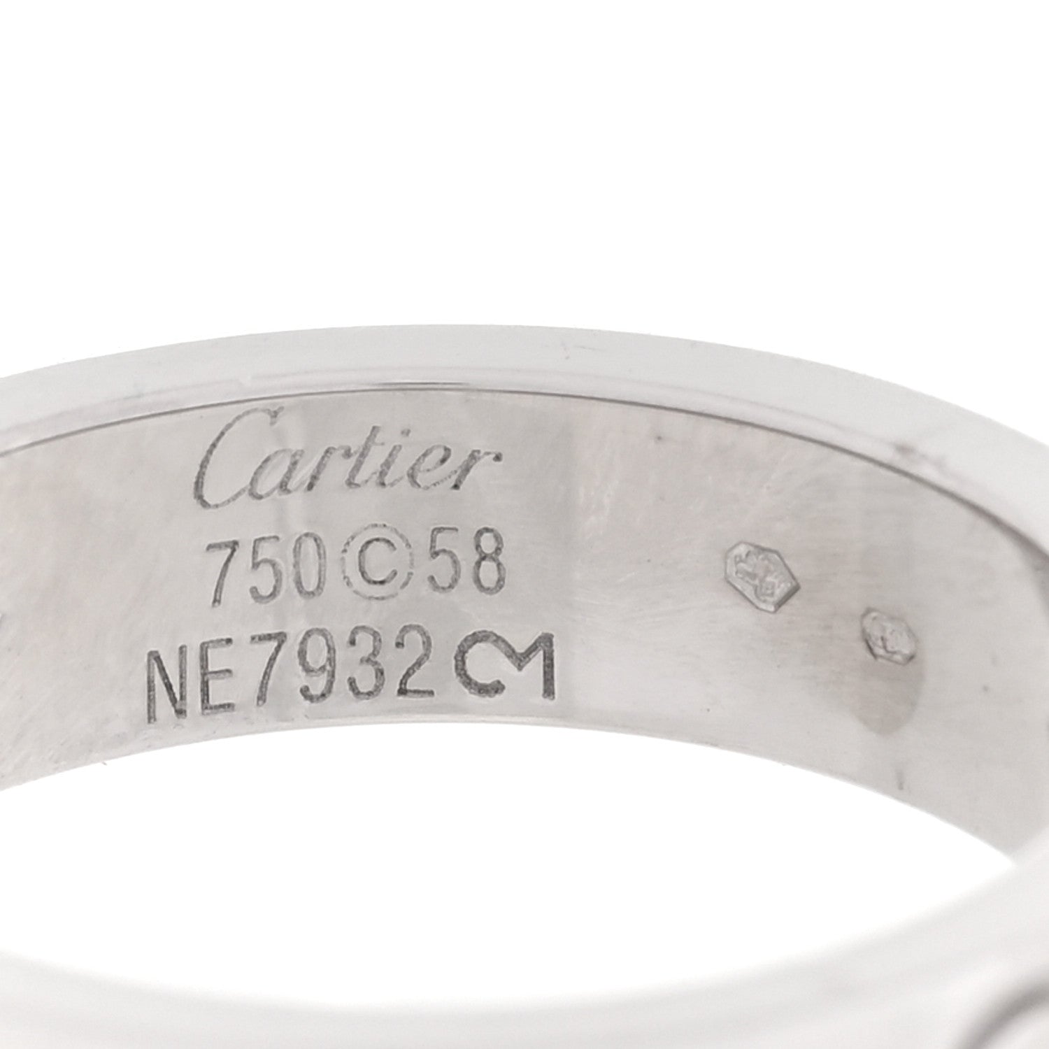 Cartier 18K White Gold 3 Diamond 5.5mm LOVE Ring 58 8.25 4 of 5