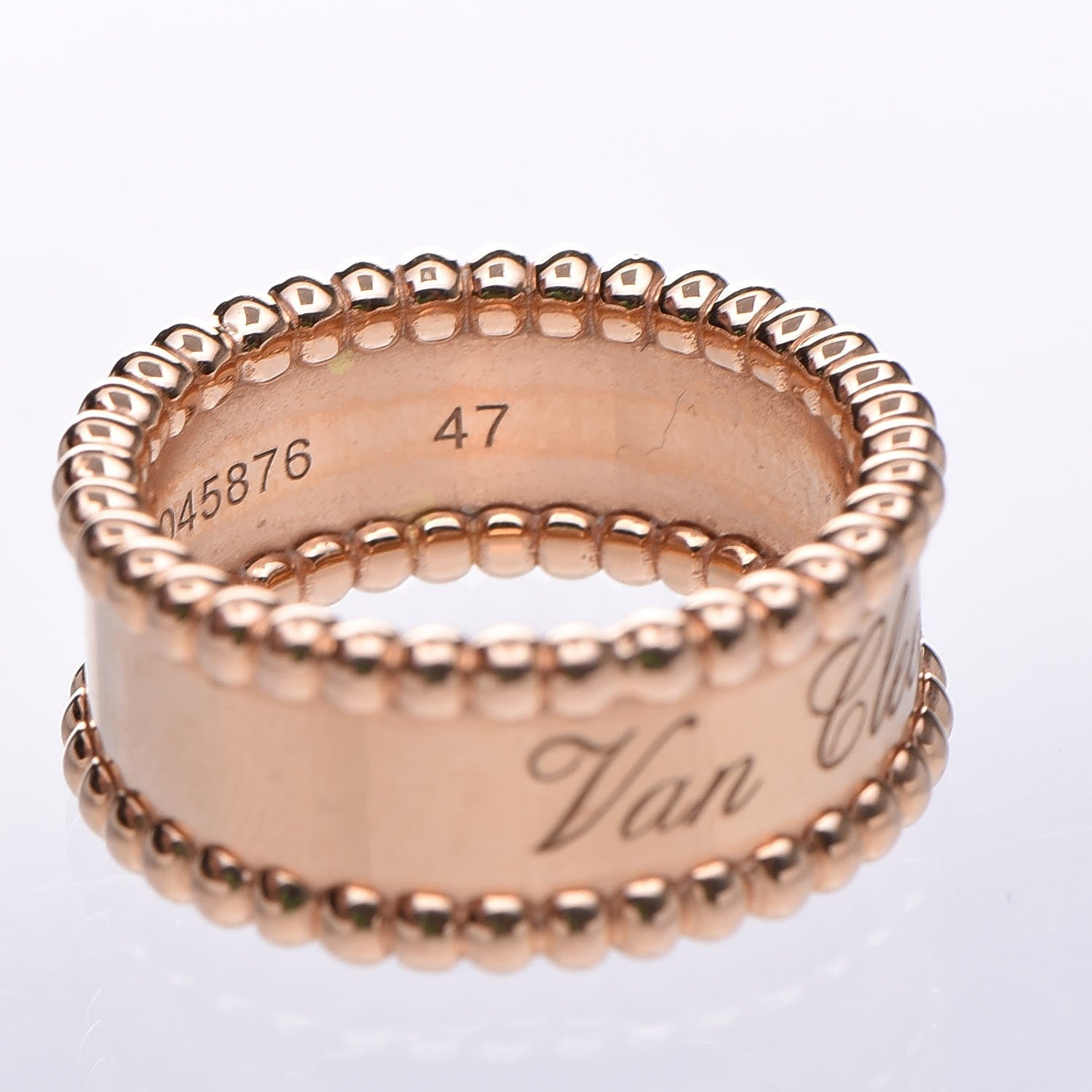 Van Cleef & Arpels 18K Rose Gold Perlee Signature Ring 47 4 8 of 9