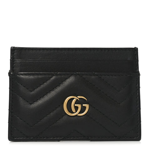 Calfskin Matelasse GG Marmont Card Holder Black