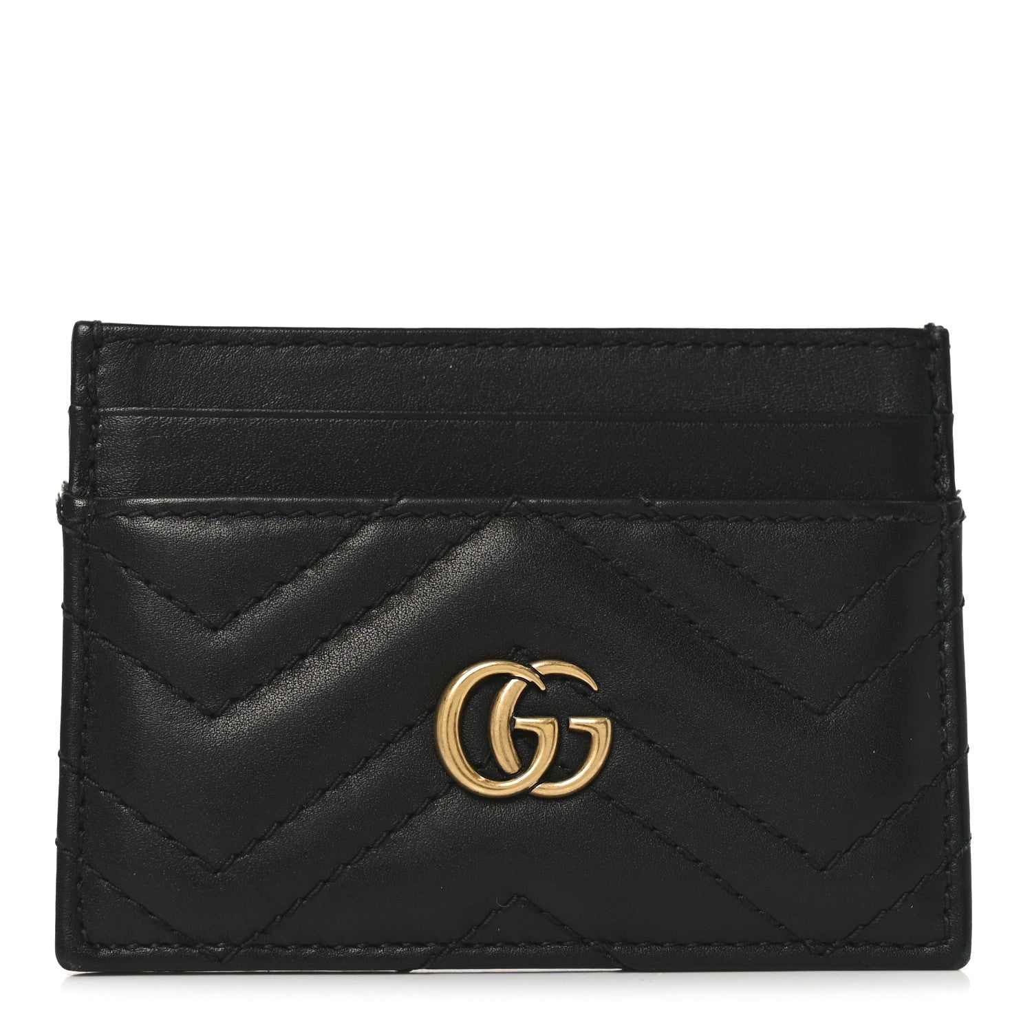 Gucci Calfskin Matelasse GG Marmont Card Holder Black 1 of 6