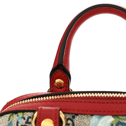 Gucci GG Supreme Monogram Blooms Mini Boston Navy Blue Hibiscus 12 of 13