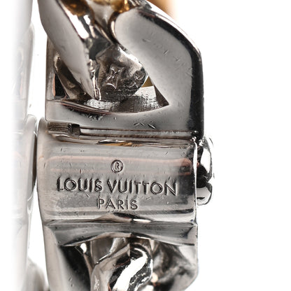 Louis Vuitton Metal Enamel Crystal Soapy Chain Necklace Silver Gold 4 of 4