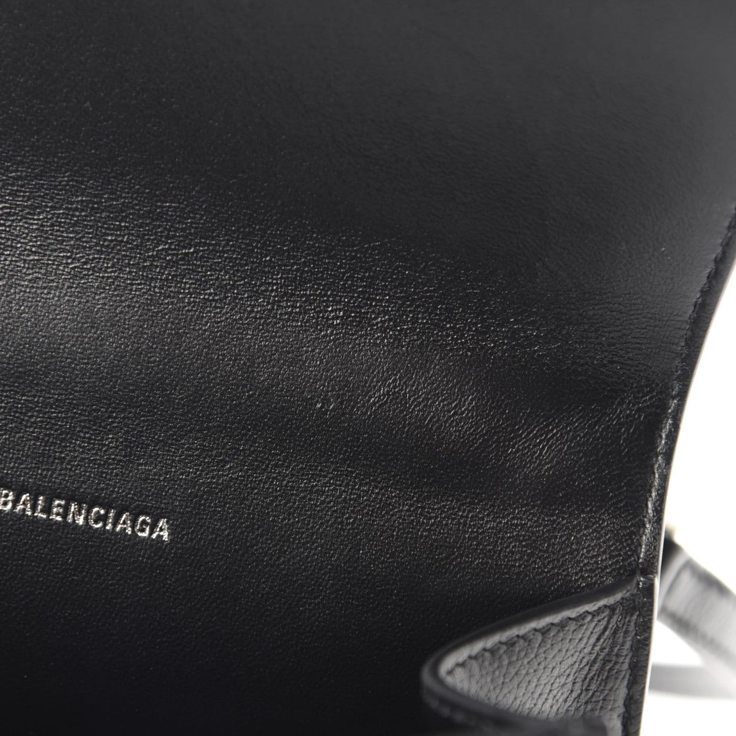 Grained Calfskin Hourglass Top Handle Bag XS Black