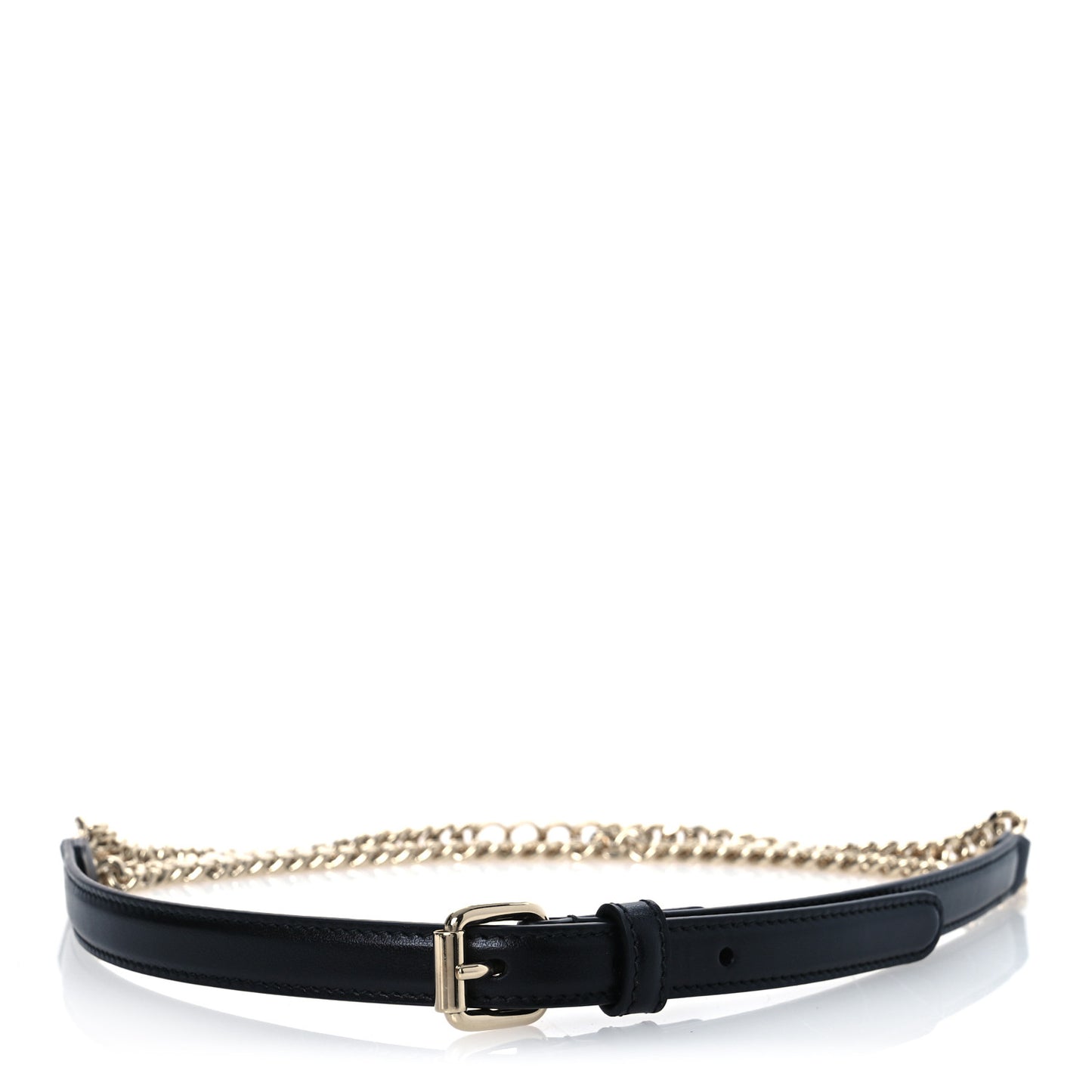 Calfskin Logo Chain Belt 70 28 Black