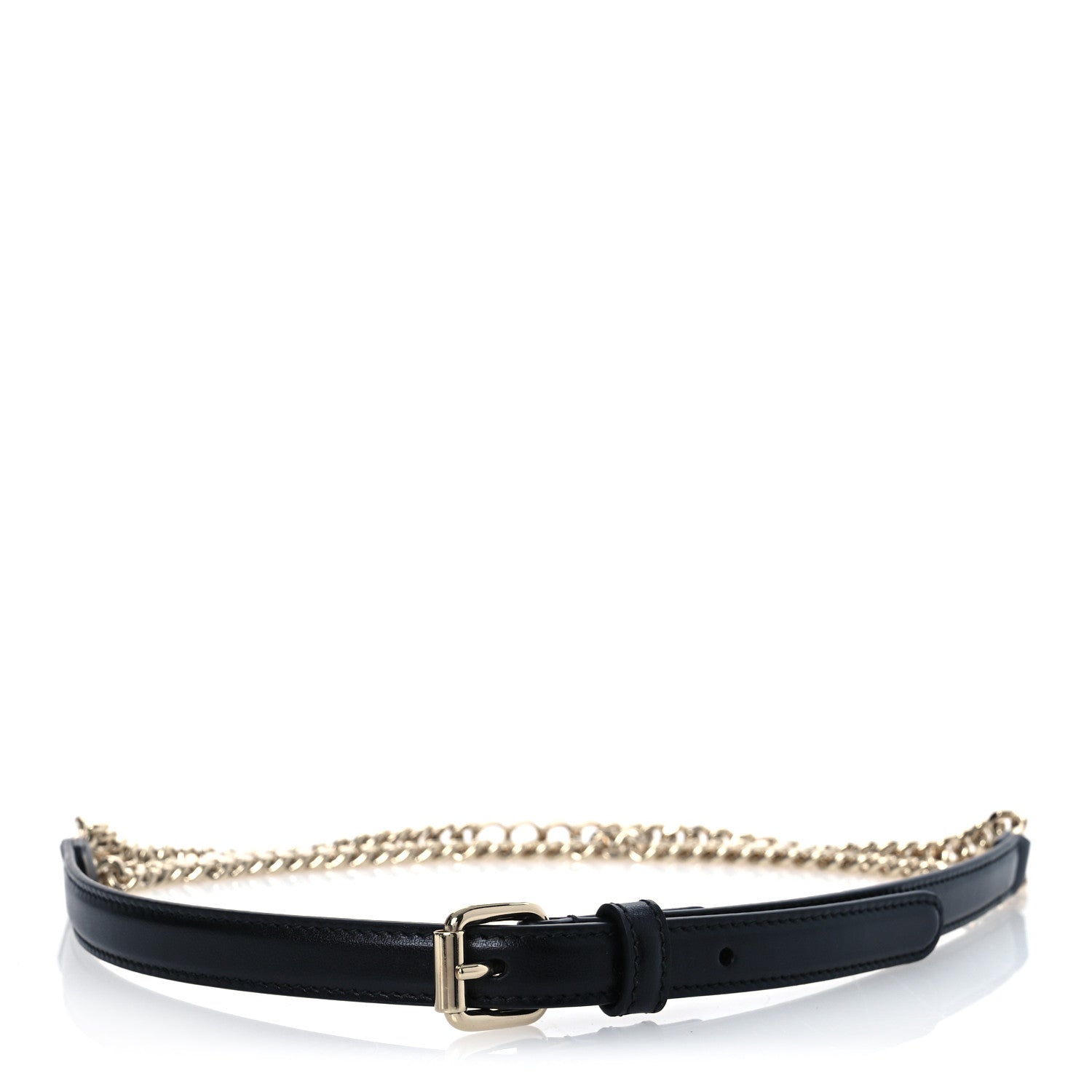 Gucci Calfskin Logo Chain Belt 70 28 Black 1 of 3