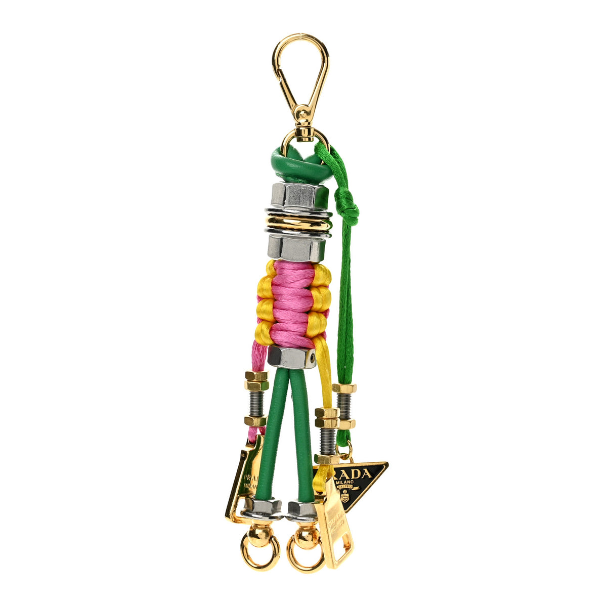 Metal Lambskin Robot Bag Charm Multicolor