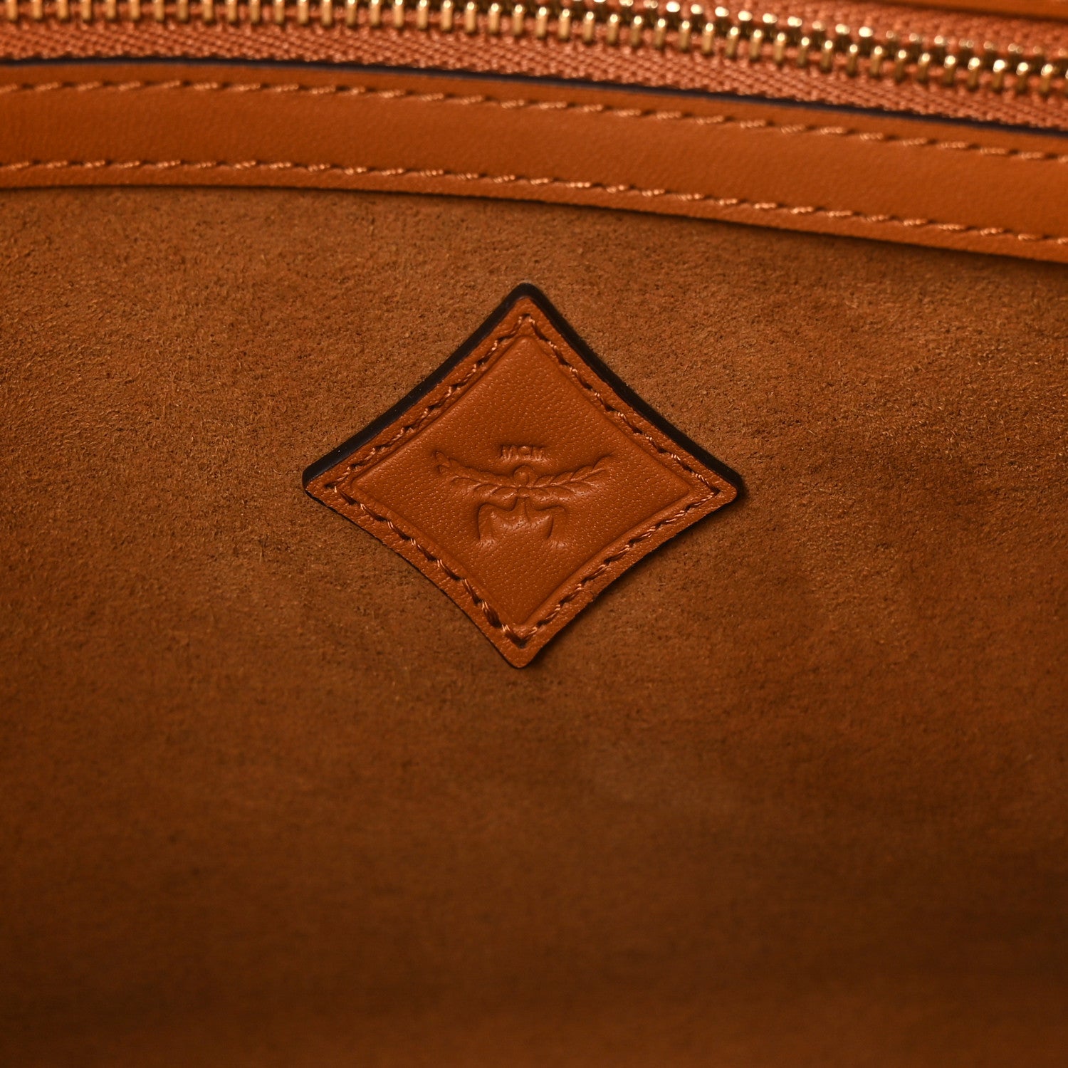 MCM Visetos Calfskin Medium Diamond Tote Cognac 6 of 9
