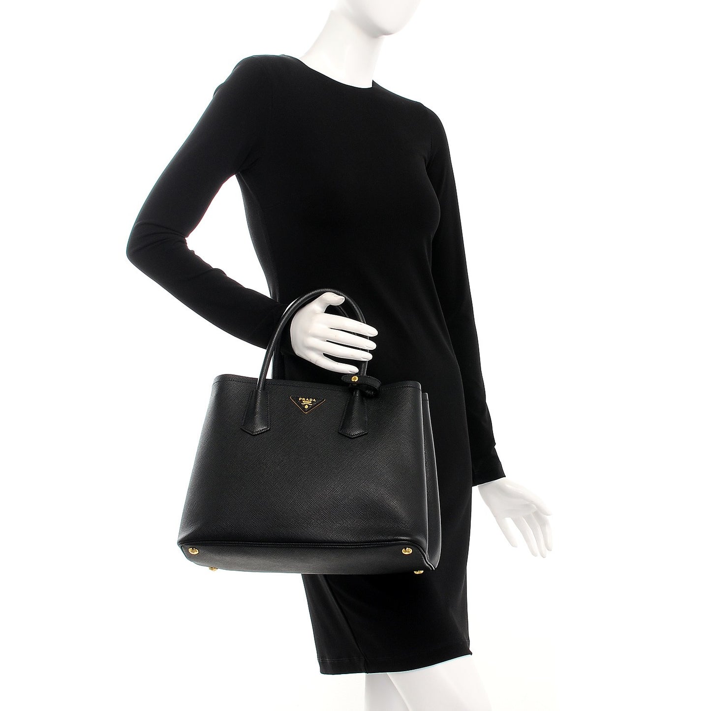 Saffiano Cuir Medium Double Bag Black Mughetto