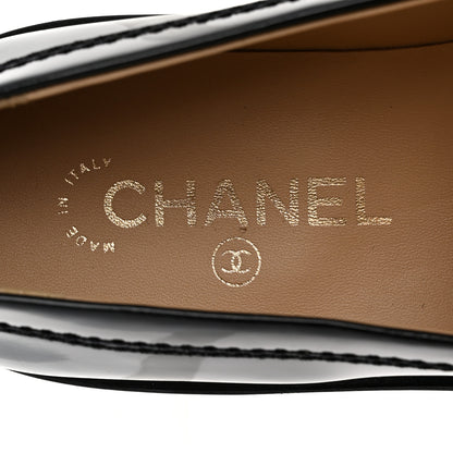 Chanel Shiny Calfskin Logo Loafers 39.5 Black 7 of 10