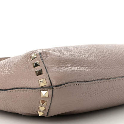 Valentino Garavani Pebbled Calfskin Small Rockstud Flip Lock Hobo Poudre 9 of 18