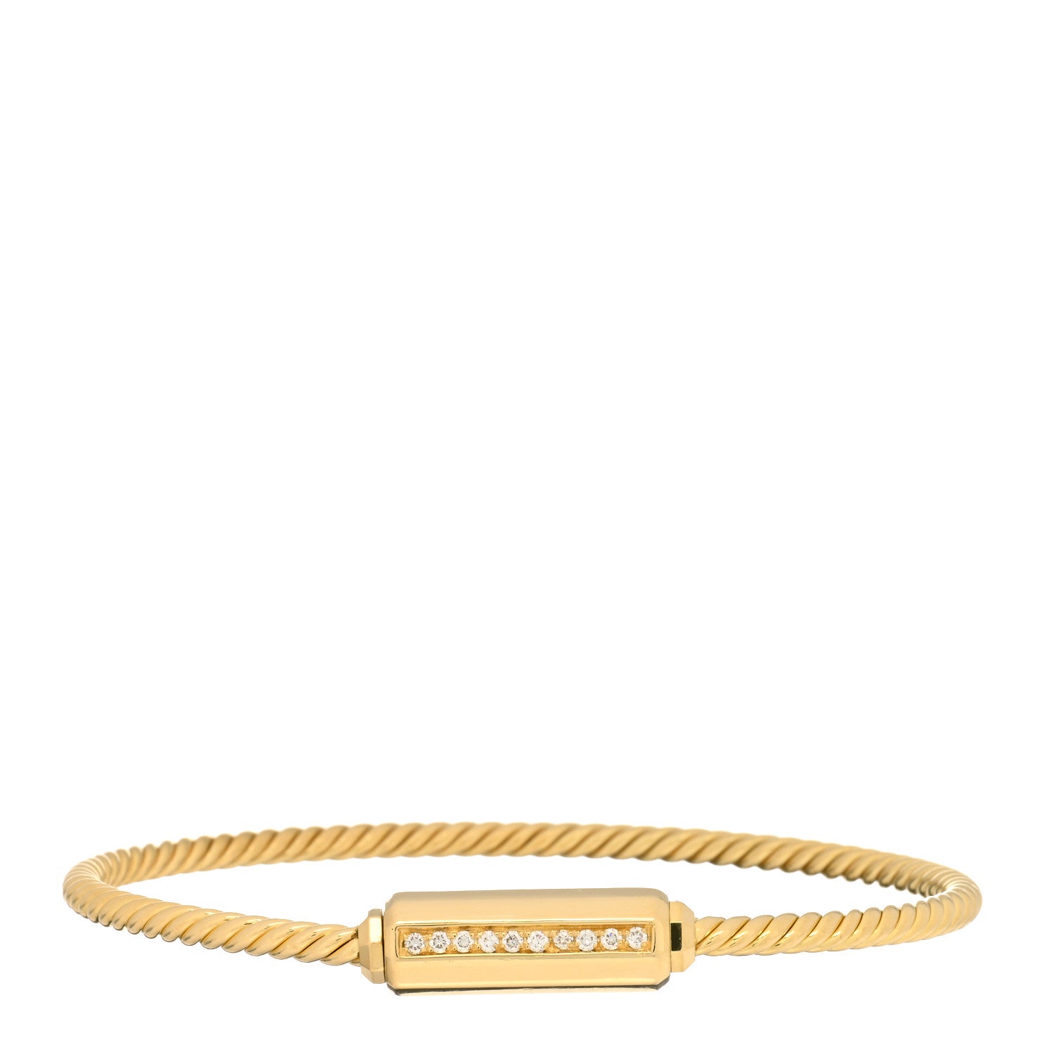 David Yurman 18K Yellow Gold Diamond Lexington Barrel Bracelet 1 of 3