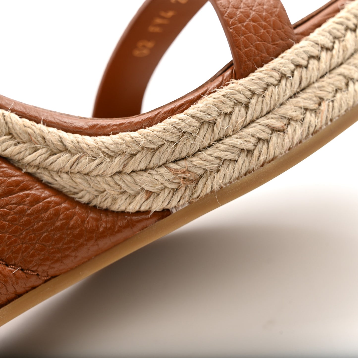 Grained Calfskin Roman Stud Espadrille Wedge Ankle Wrap Sandals 35.5 Selleria