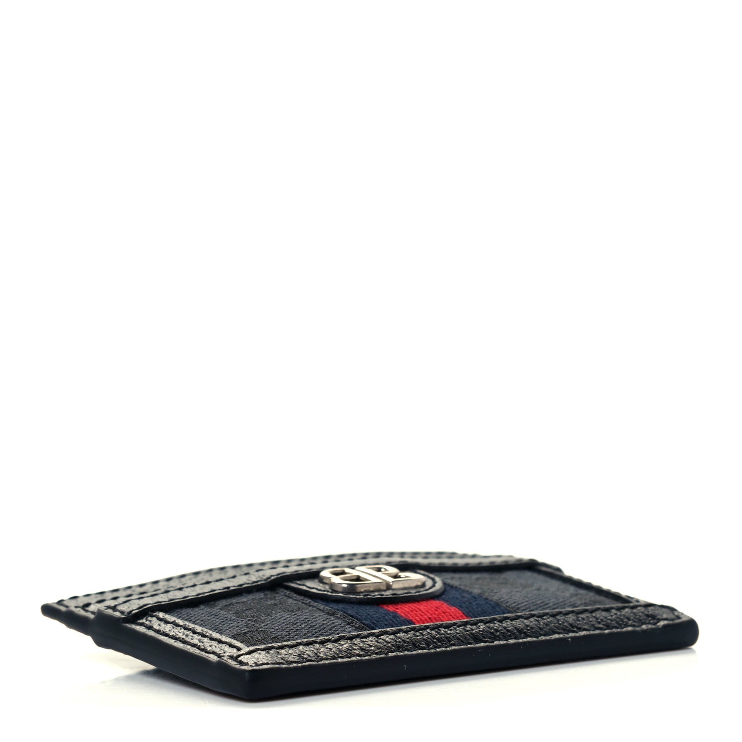 Gucci X BALENCIAGA BB Monogram Web Ophidia Card Holder Black 4 of 9