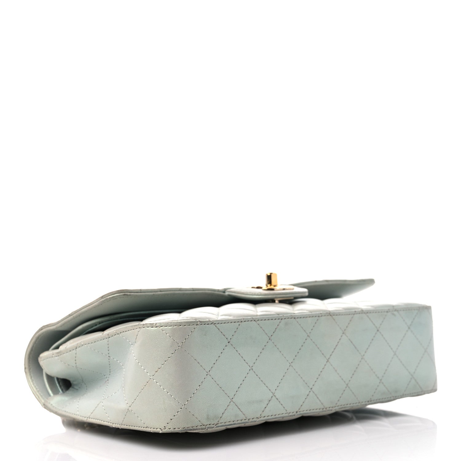 Chanel Iridescent Lambskin Quilted Medium Double Flap Light Blue 4 of 13