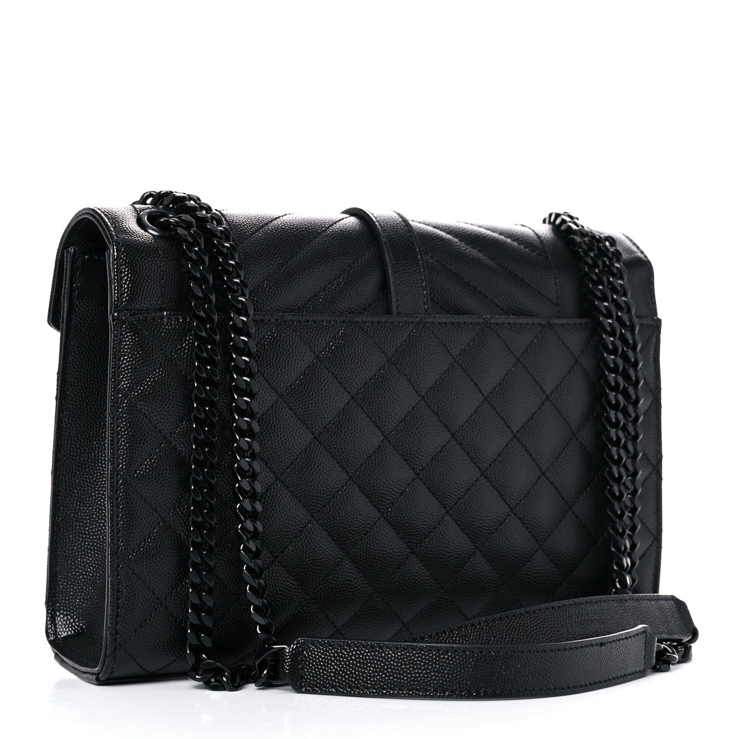 Grain De Poudre Textured Mixed Matelasse Triquilt Medium Monogram Satchel Black