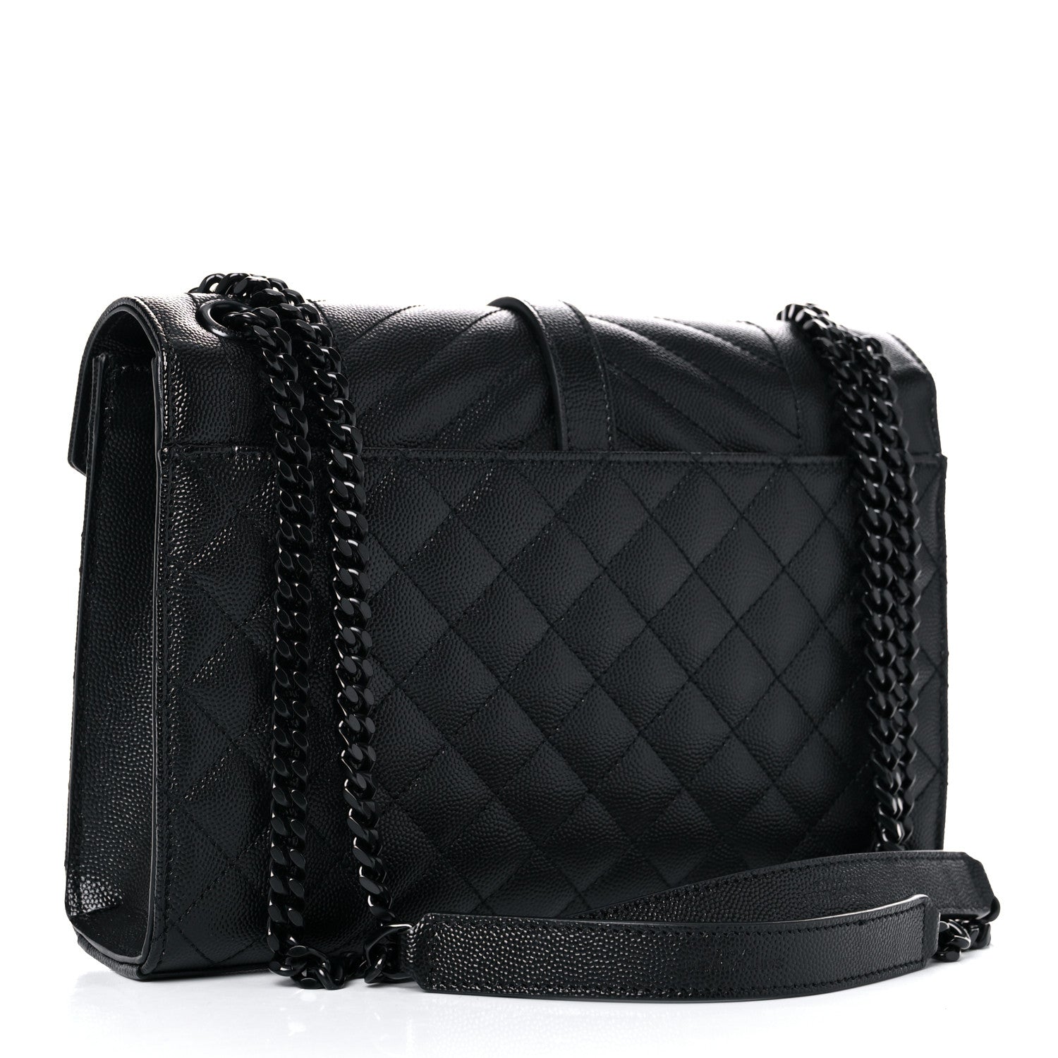 Saint Laurent Grain De Poudre Textured Mixed Matelasse Triquilt Medium Monogram Satchel Black 3 of 11