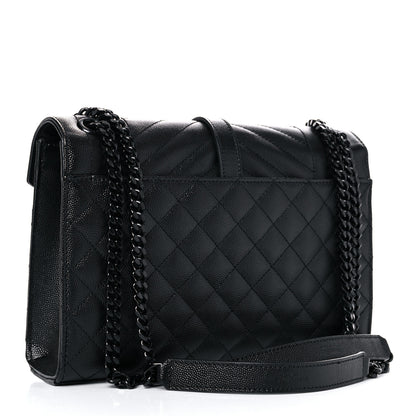 Saint Laurent Grain De Poudre Textured Mixed Matelasse Triquilt Medium Monogram Satchel Black 3 of 11