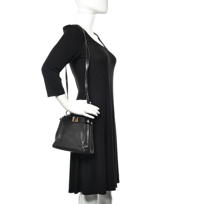 Fendi Vitello Saddle Mini Peekaboo Iconic Satchel Black 2 of 12