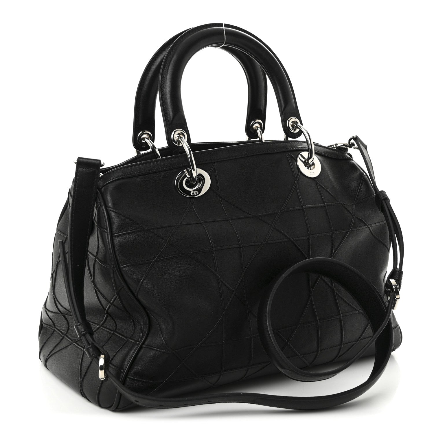 Christian Dior Lambskin Cannage Granville Polochon Black 3 of 10