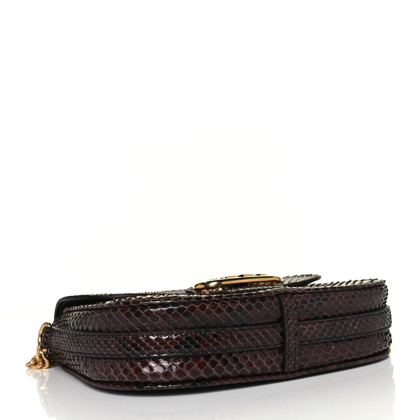 Snakeskin Medium Chain Maillon Triomphe Brown