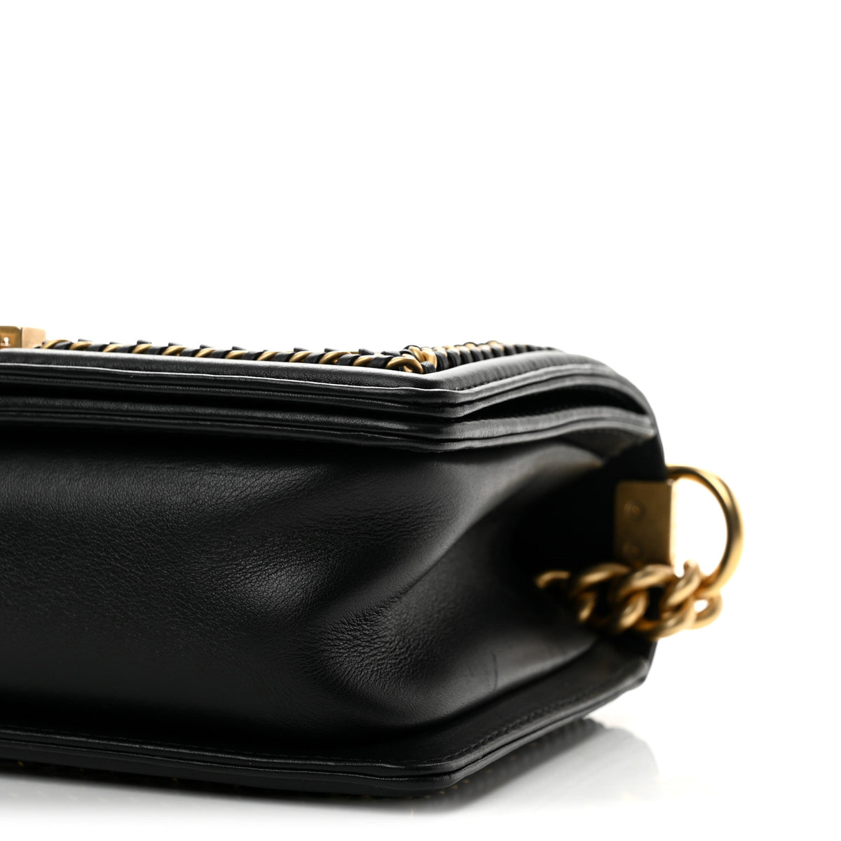 Lambskin Quilted Medium Top Handle Boy Flap Black