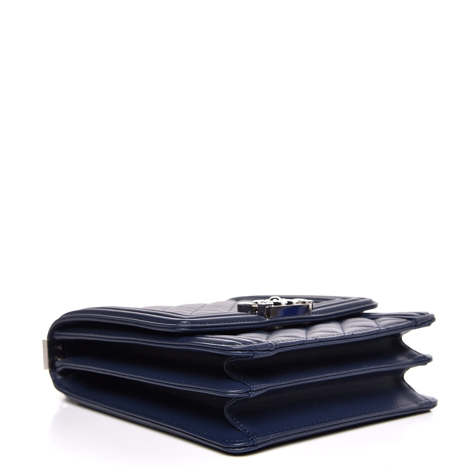 Chanel Calfskin Quilted North South Boy Flap Navy 4 of 8