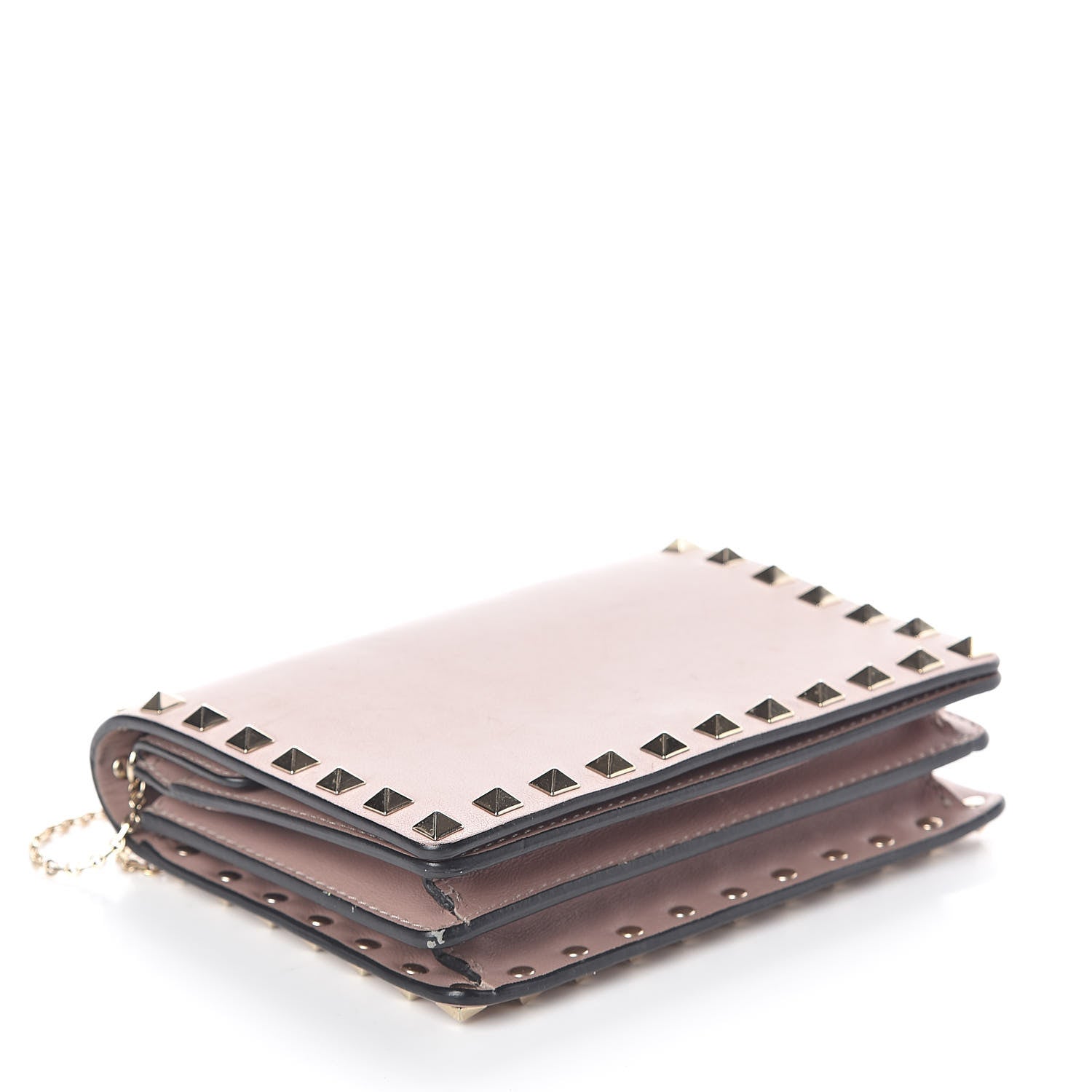 Valentino Garavani Vitello Rockstud Wallet on Chain Poudre 4 of 8
