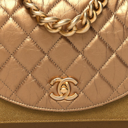 Chanel Metallic Calfskin Caviar Quilted Mini Chain Handle Flap Gold 8 of 11