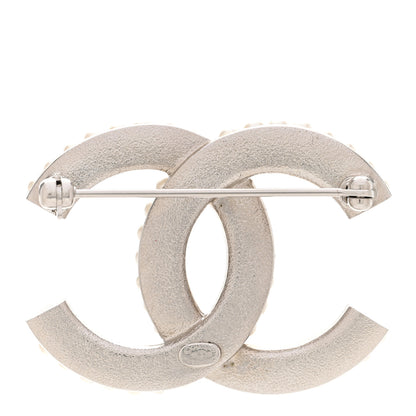 Chanel Pearl Crystal CC Brooch Silver 3 of 6