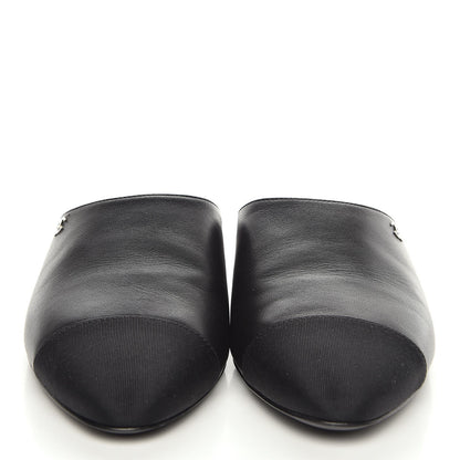 Chanel Lambskin Grosgrain Cap Toe Mules 36.5 Black 2 of 9