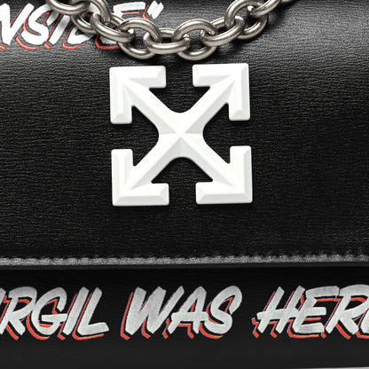 Off-White Calfskin Jitney Logo Flap Wallet On Chain Black 8 of 12