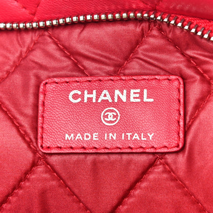 Chanel Lambskin Quilted CC Beauty Clutch Red 6 of 10