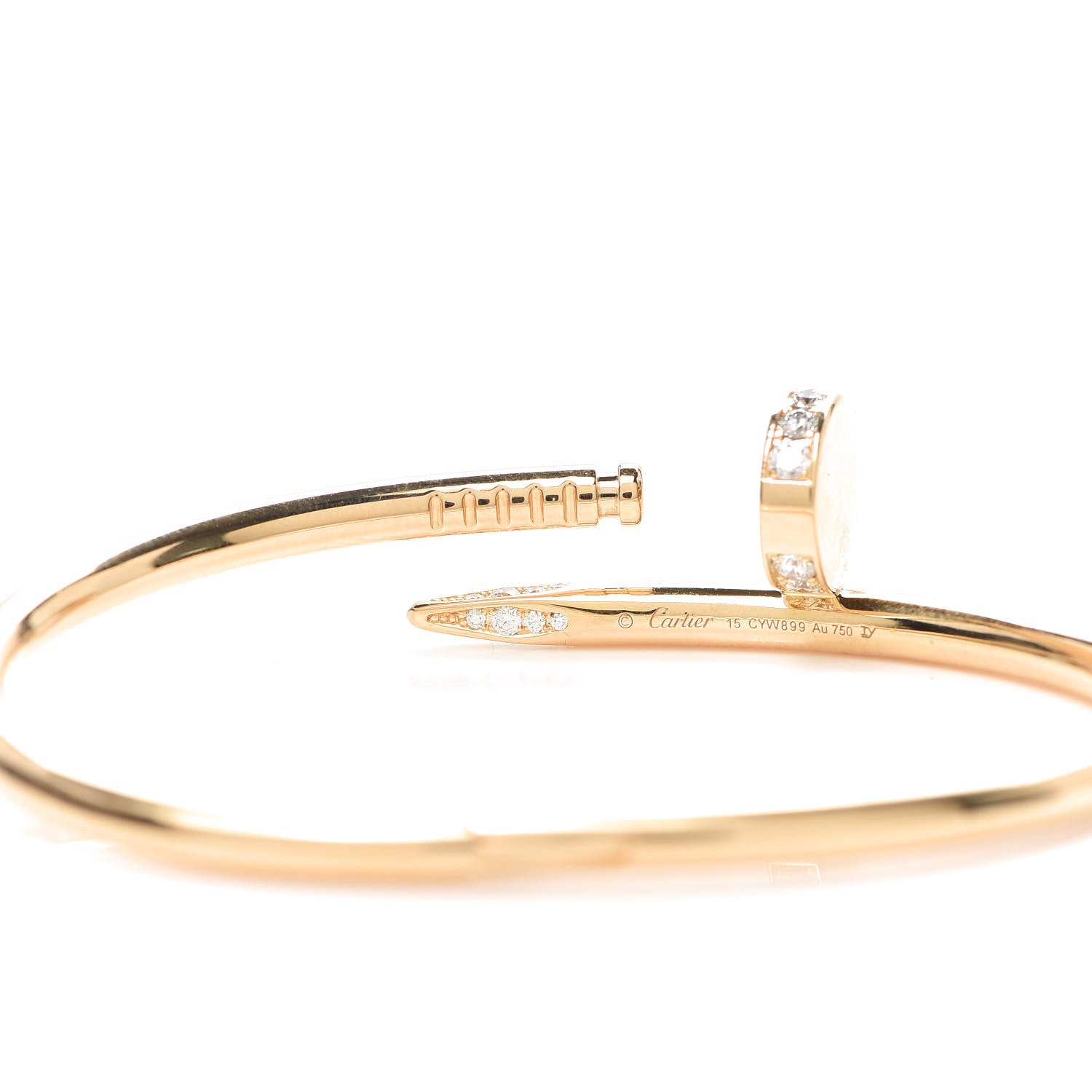 Cartier 18K Yellow Gold Diamond Juste Un Clou Bracelet 15 5 of 6