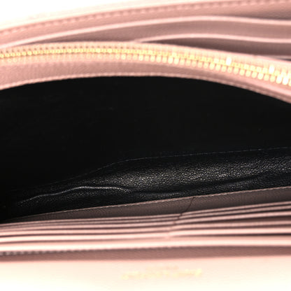Saint Laurent Grain De Poudre Matelasse Chevron Monogram Chain Wallet Pale Blush 5 of 9