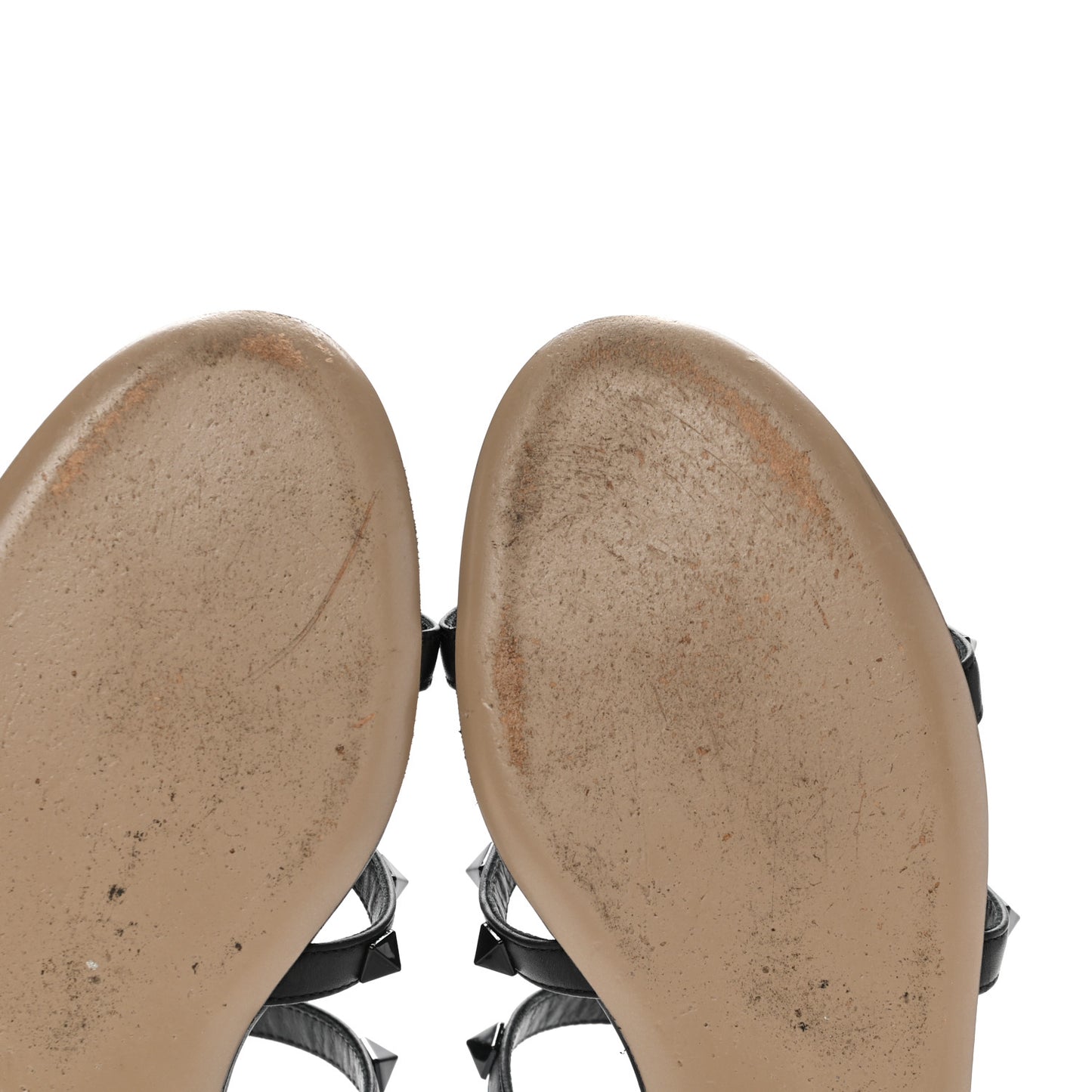 Nappa Monochrome Rockstud Caged Flat Slide Sandals 37 Black