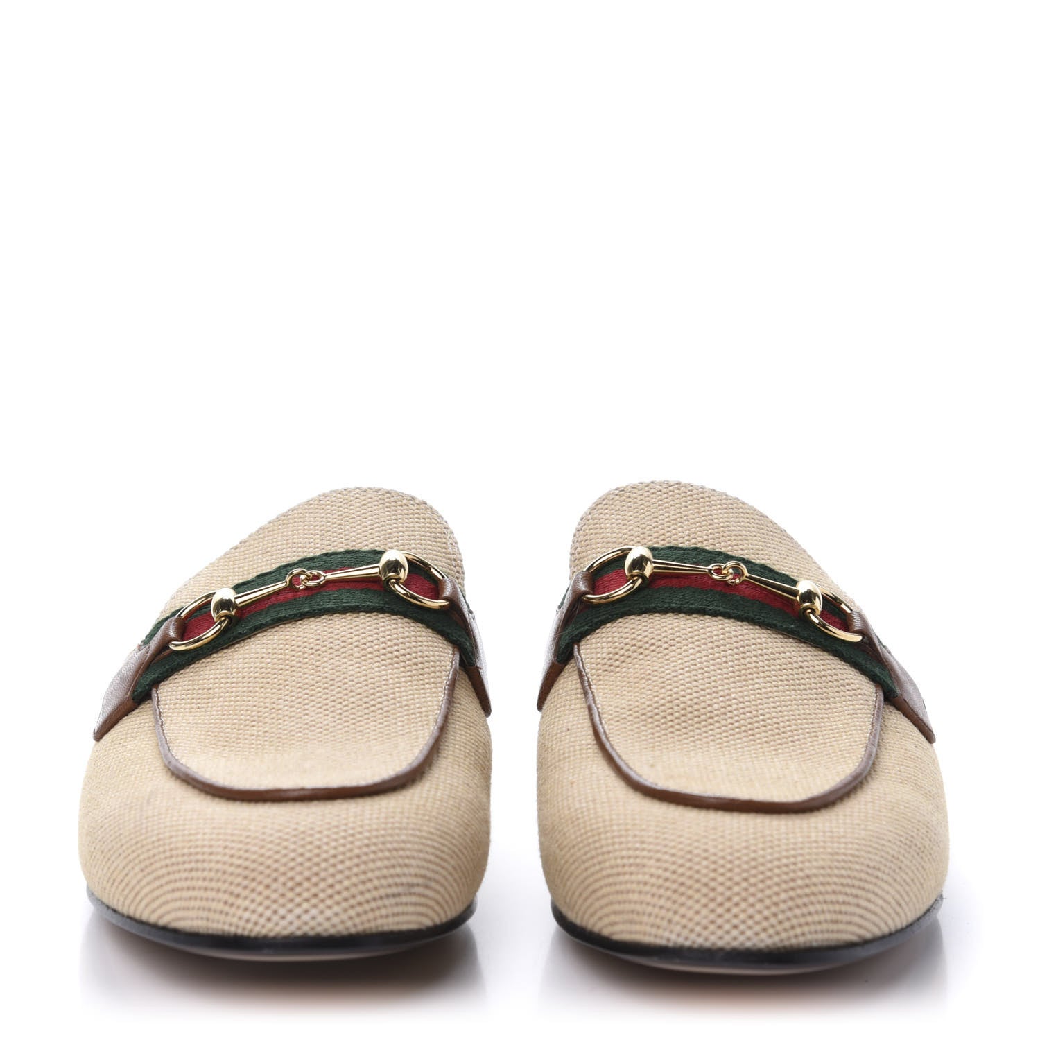 Gucci Canvas Vintage Charlotte Princetown Slippers 39 Cuir 2 of 8